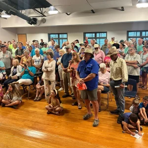 Crowd gathered at the Civic center for the beginning of Turtlefest