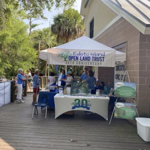 information and merchandise tent set up by Edisto Island Open Land Trust