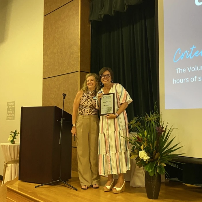 Amy Hamilton Stephens after receiving the Volunteer of the Year Award. Amy Hamilton Stephens after receiving the Volunteer of the Year Award.